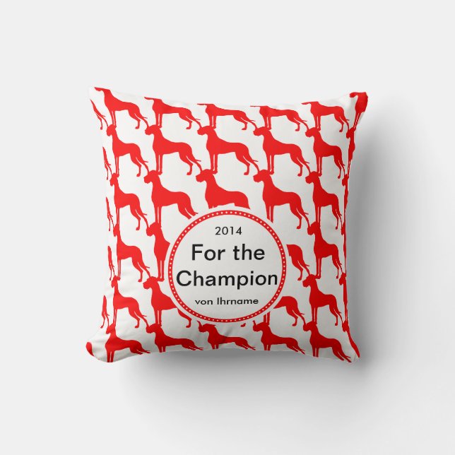 Doggenmuster in red on sofa cushions (Front)