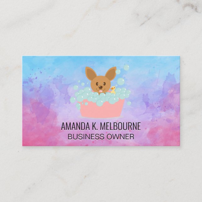 Doggie Bath Wash | Soap Bubbles Business Card (Front)
