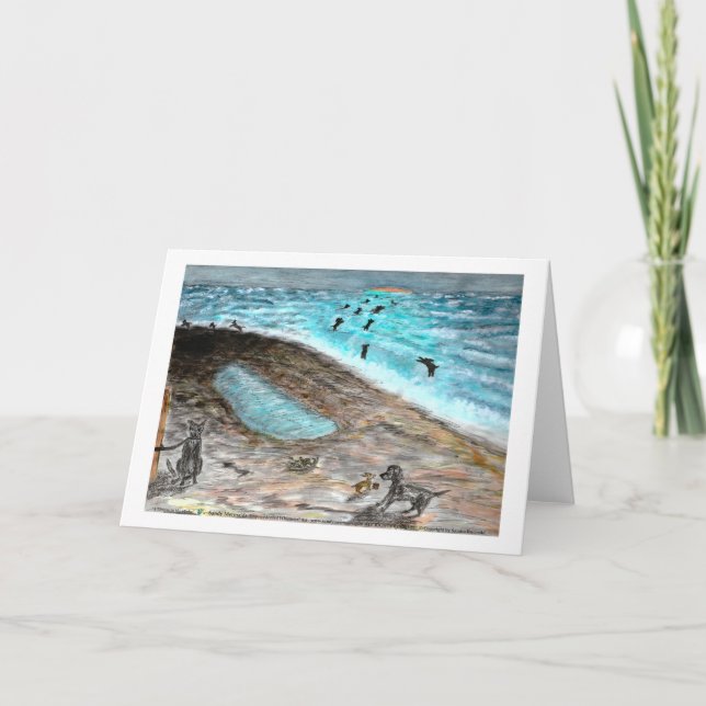 Doggie Beach Party Greeting Card (Front)