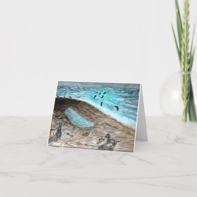 Doggie Beach Party Note Card (Front)