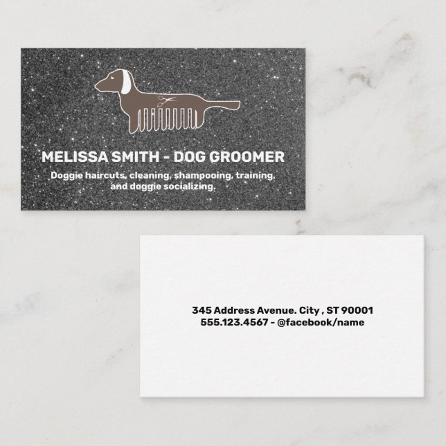 Doggie Comb | Glitter Appointment Card (Front/Back)