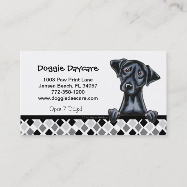 Doggie Daycare Dog Business Black Lab Card (Front)