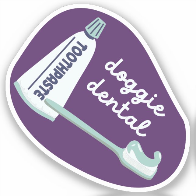 "Doggie Dental" dog care reminder pink and aqua (Front)