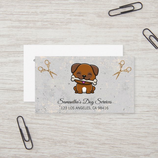 Doggie Grooming | Scissors Business Card (Front/Back In Situ)