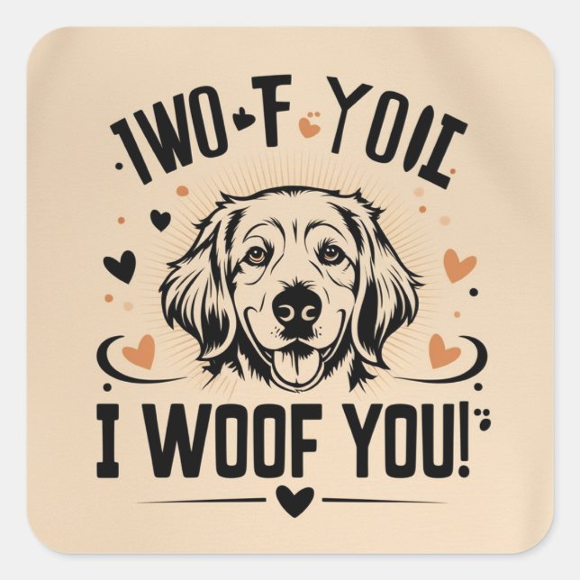Doggie Love Note Square Sticker (Front)