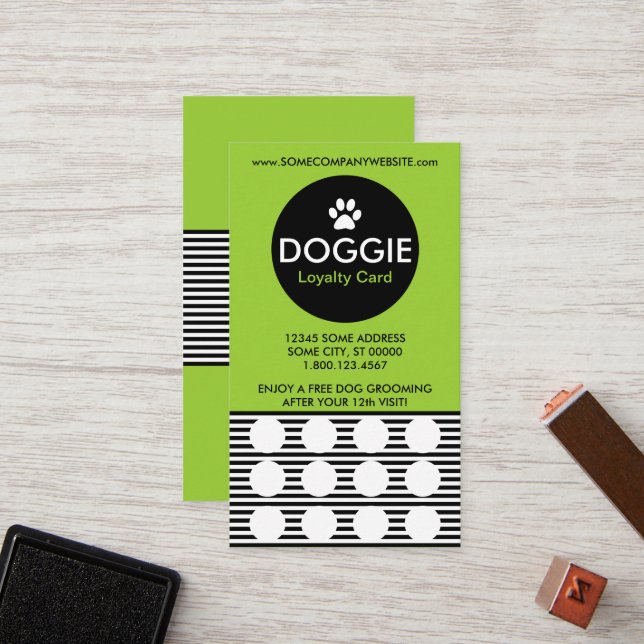 DOGGIE stripe stamp card (Front/Back In Situ)