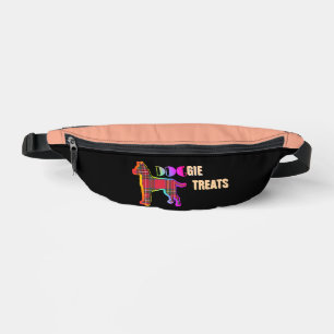 Doggie Treats Logo Novelty Black Peach Bum Bags