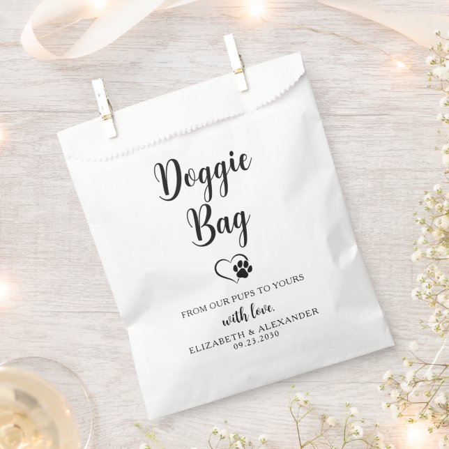 Doggie Treats Personalised Biscuit Bar Pet Wedding Favour Bag (Clipped)