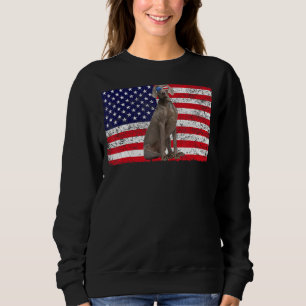 Doggie Usa Dog Owner Usa Weimaraner Usa Flag Sweatshirt