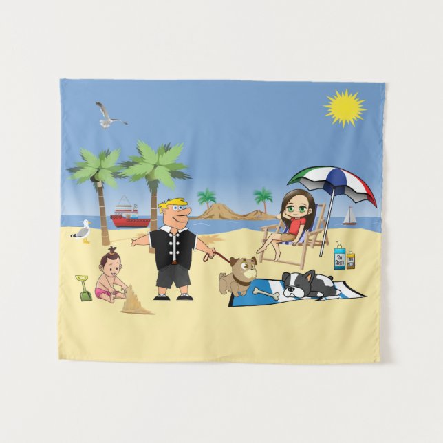 Doggone Beachy Tapestry (Front (Horizontal))