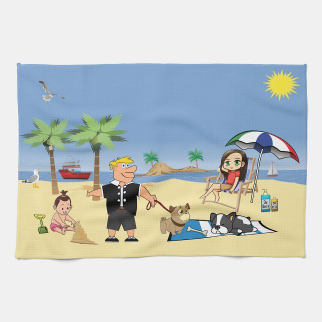 Doggone Beachy Tea Towel (Horizontal)