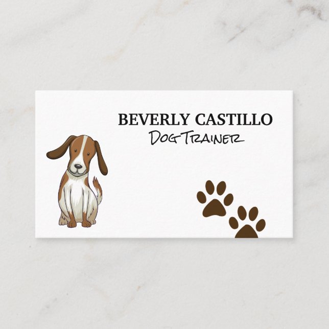 Doggy and Dog Paw Prints | Trainer Business Card (Front)