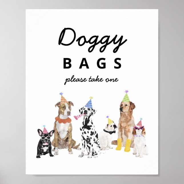  Doggy Bags Dog Birthday Favours Sign (Front)