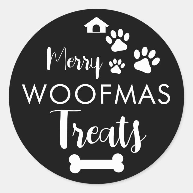 Doggy Christmas Present, pooch, Custom Dog Biscuit Classic Round Sticker (Front)