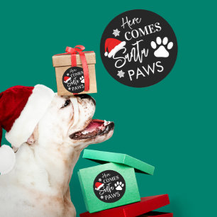 Doggy Christmas Present, pooch, Custom Dog Biscuit Classic Round Sticker