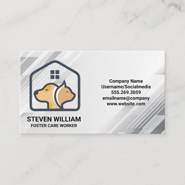 Doggy Kitty House Logo | Pet Store Services Business Card (Front)
