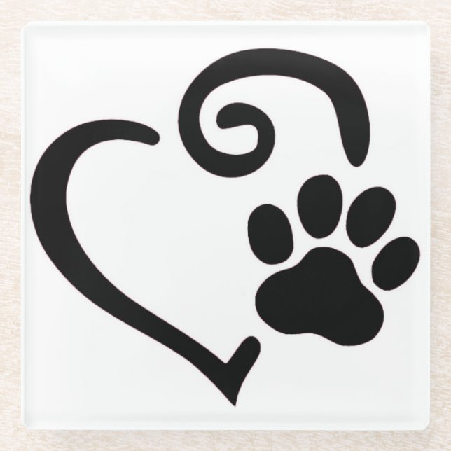 "DOGGY LOVE WITH PAW PRINT" COASTER (Front)