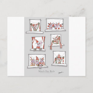 doggy match day reds postcard