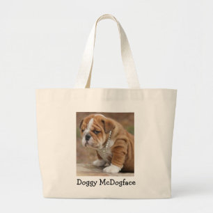 Doggy McDogface English Bulldog Large Tote Bag