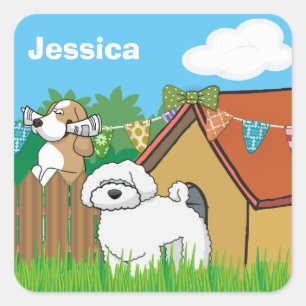 Doggy Neighbours Square Sticker