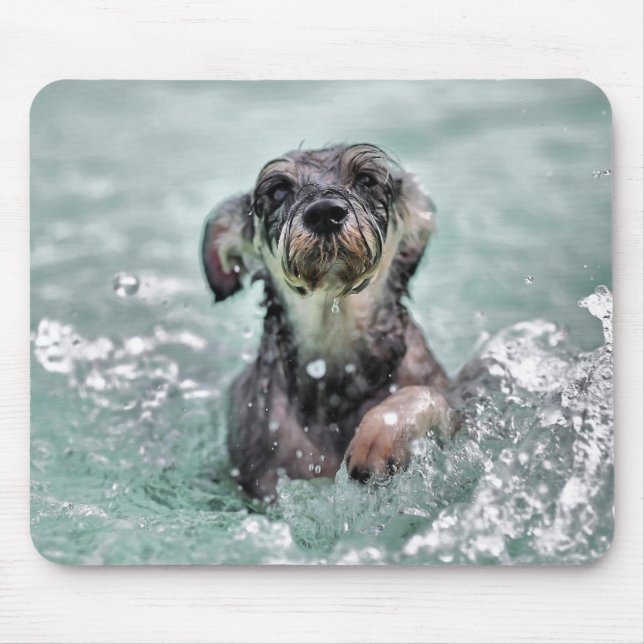 Doggy Paddle Cute Dog Swimming Mouse Pad (Front)