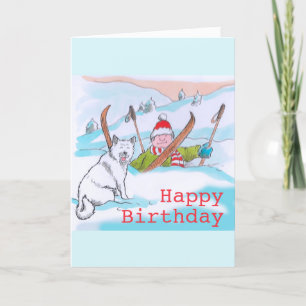 Doggy ski trip Birthday card