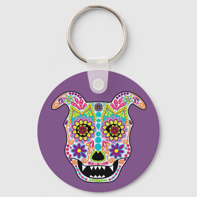 Doggy Sugar Skull keychain (Front)