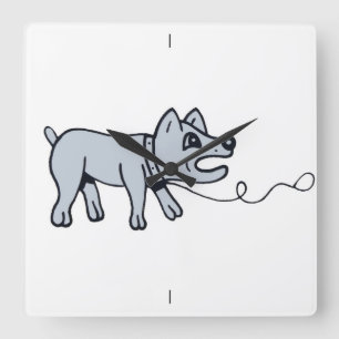 Doggy Walkies. Square Wall Clock
