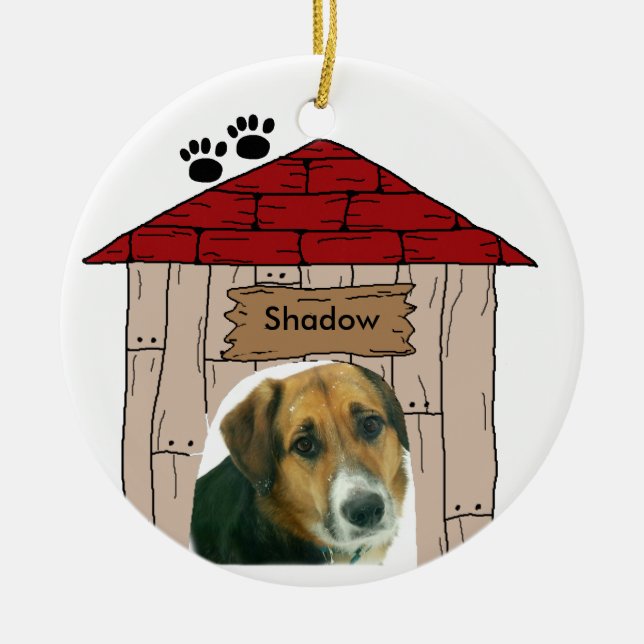 Doghouse Customised Dog Photo Keepsake Ceramic Ornament (Front)