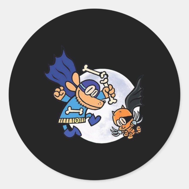 Dogman And Cat Essential For Kid  Classic Round Sticker (Front)