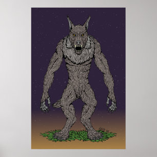 Dogman Cryptid or Werewolf Poster