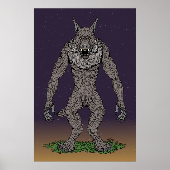 Dogman Cryptid or Werewolf Poster (Front)