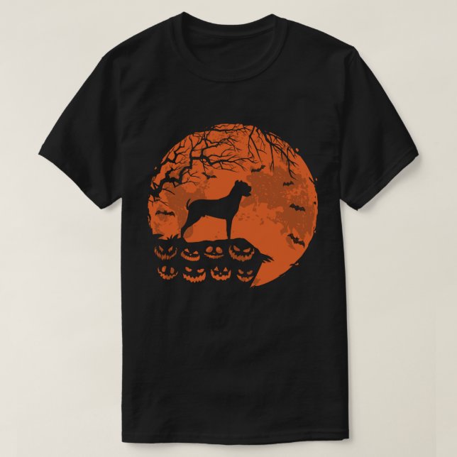 Dogo Argentino And Moon Halloween Dog Lover Gift T-Shirt (Design Front)