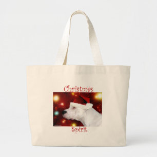 Dogo Argentino Christmas Spirit Large Tote Bag