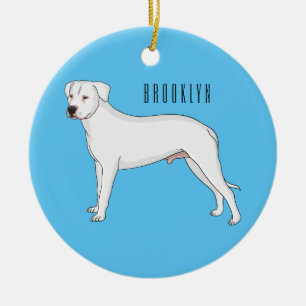 Dogo argentino dog cartoon illustration  ceramic ornament