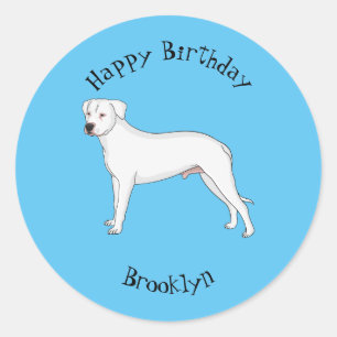 Dogo argentino dog cartoon illustration  classic round sticker