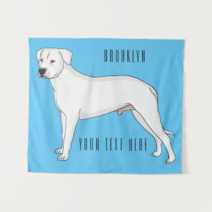 Dogo argentino dog cartoon illustration tapestry