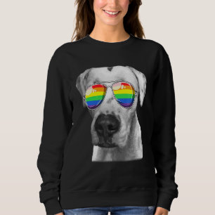 Dogo Argentino Dog Gay Pride Flag Sunglasses Lgbt Sweatshirt