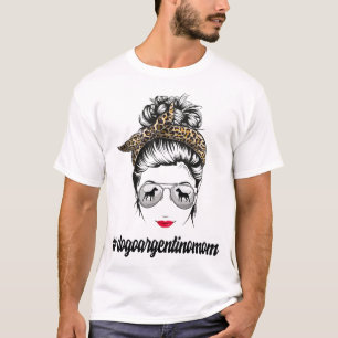 Dogo Argentino Dog Mum Messy Bun Leopard Women Pup T-Shirt