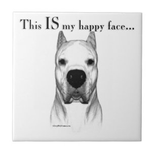Dogo Argentino Happy Face Ceramic Tile