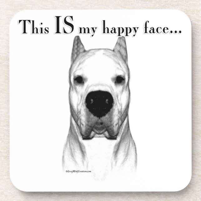 Dogo Argentino Happy Face Coaster (Front)
