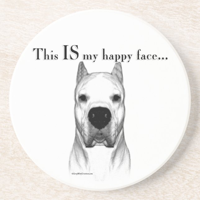 Dogo Argentino Happy Face Coaster (Front)