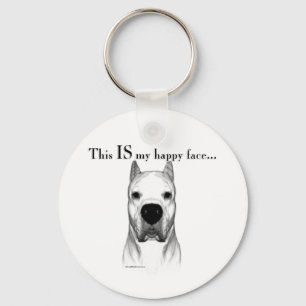 Dogo Argentino Happy Face Key Ring