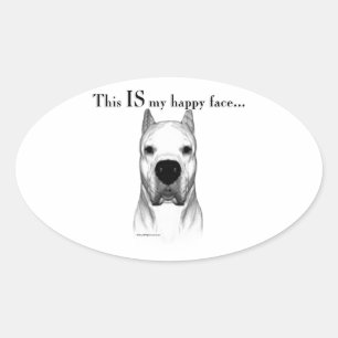 Dogo Argentino Happy Face Oval Sticker