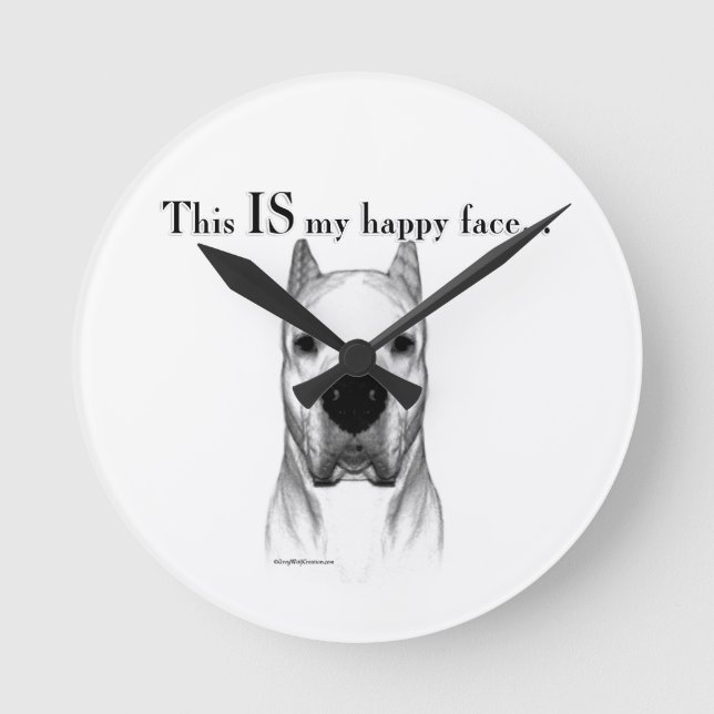 Dogo Argentino Happy Face Round Clock (Front)