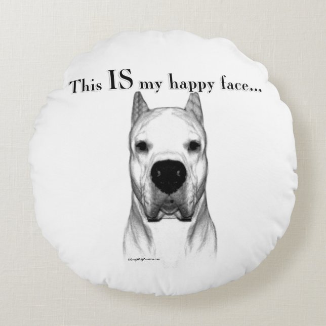 Dogo Argentino Happy Face Round Cushion (Front)