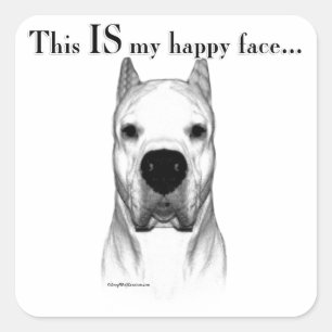 Dogo Argentino Happy Face Square Sticker