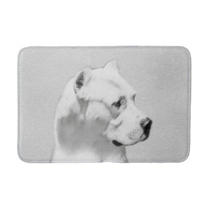 Dogo Argentino Painting - Original Dog Art Bath Mat