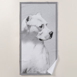 Dogo Argentino Painting - Original Dog Art Beach Towel