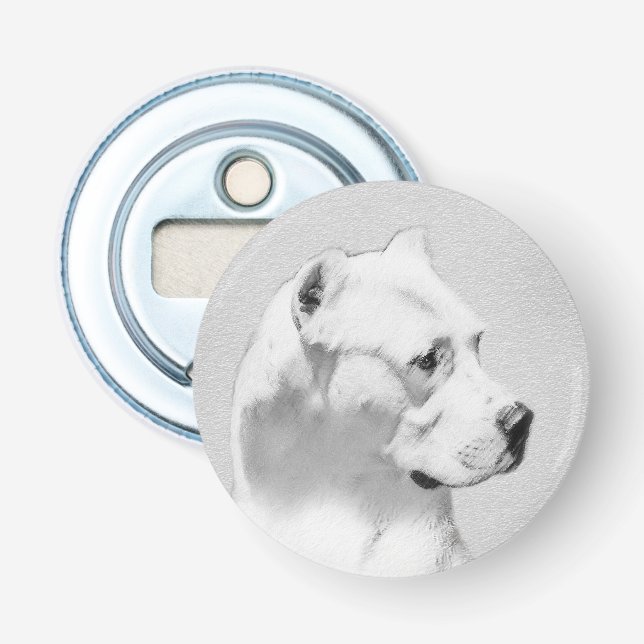 Dogo Argentino Painting - Original Dog Art Bottle Opener (Front)